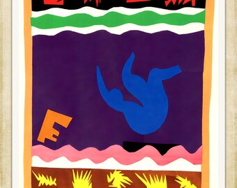 Henri Matisse, Le Toboggan, 1943, A4 / A3 reproduction fine art print. Heavyweight matte art paper, archival inks