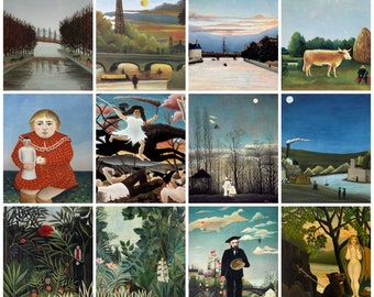 12 x Henri Rousseau postcards (II) – a set of 12 reproduction art postcard-sized mini-prints - 300gsm premium-quality matte photo card
