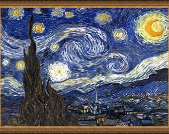 Van Gogh - Starry Night, c. 1889 -  A4 / A3 reproduction fine art print. Heavyweight paper, archival inks