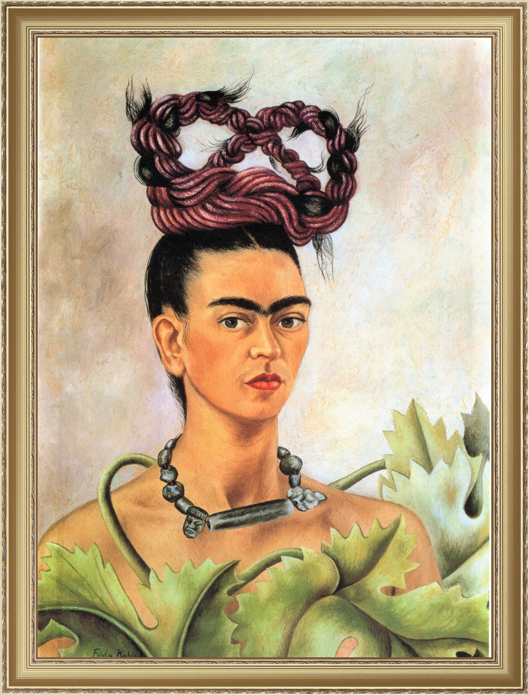 フリーダ・カーロ、編み込みの自画像、1941年、A4/A3 複製ファイン
