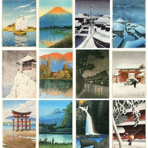 12 x Kawase Hasui 川瀬 巴水 postcards – a set of 12 reproduction art postcards -  premium-quality 300gsm matte photo card