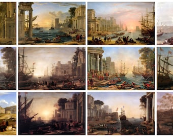 12 x Claude Lorrain postcards / mini prints – a set of 12 reproduction art postcards -  premium-quality 300gsm matte photo paper