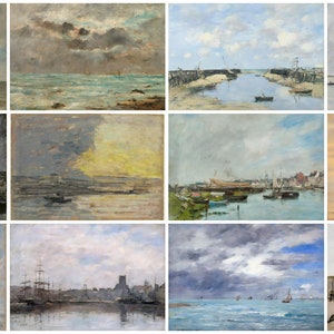 12 x Eugene Boudin postcards – a set of 12 reproduction art postcard-sized mini-prints - 300gsm premium-quality matte photo card