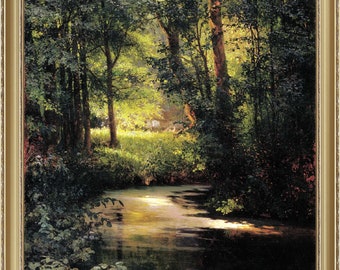 Gregory Myasoedov, Forest Stream -  A4 / A3 reproduction fine art print. Heavyweight textured art paper / real art canvas, archival inks