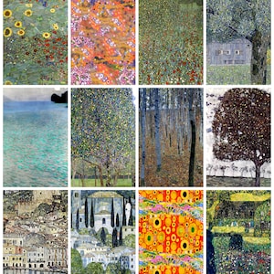 12 x Gustav Klimt postcards (4) – a set of 12 reproduction art postcards -  premium-quality 300gsm matte photo card