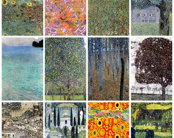 12 x Gustav Klimt postcards (4) – a set of 12 reproduction art postcards -  premium-quality 300gsm matte photo card