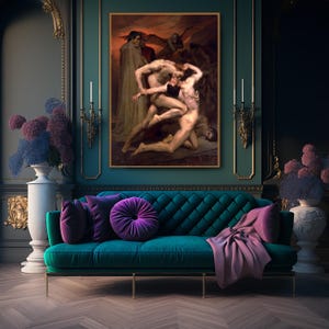 William Bouguereau, Dante and Virgil in Hell, 1850, museum-quality 250gsm matte paper giclée print /art canvas / unframed / framed.