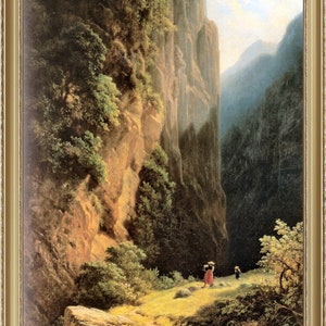 Carl Spitzweg, Harvest in the Alps,  c1858 - A4 / A3 reproduction fine art print. Heavyweight textured art paper, archival inks