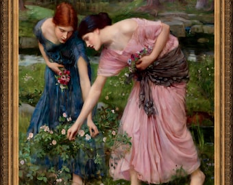 John W. Waterhouse, Gather ye Rosebuds While ye May - A4 / A3 reproduction fine art print. Heavyweight paper