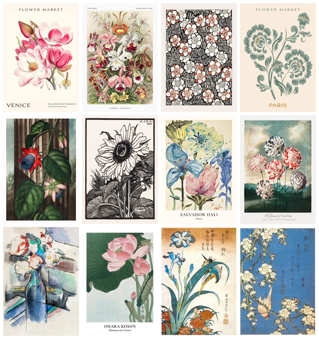 12 X Floral Postcards, Assorted Artists – a Set of 12 Reproduction Art ...