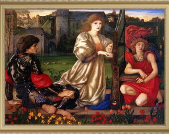 Edward Coley Burne-Jones, Song of Love, 1877  - A4 / A3 reproduction fine art print. Heavyweight paper
