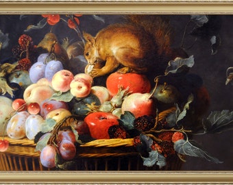 Frans Snijders, Stilleven met fruit - A4/A3 reproductie fine art print. Zwaar getextureerd papier, archiefinkten