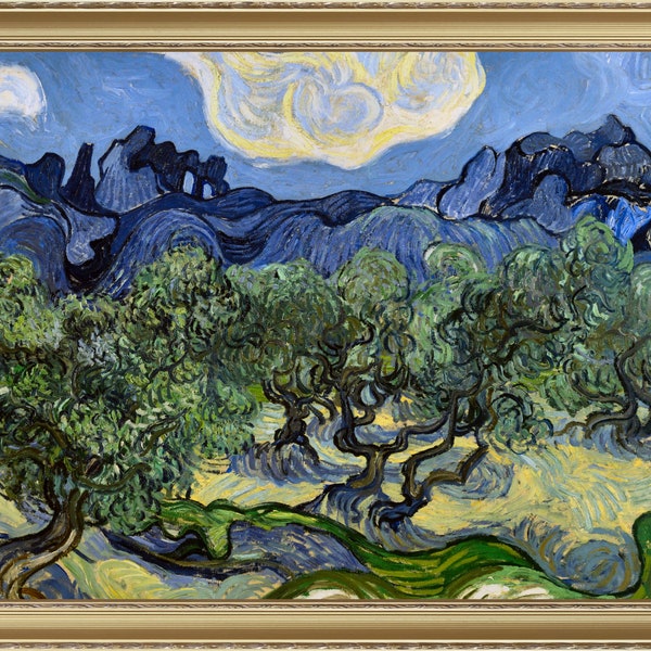 Van Gogh - The Olive Trees, 1889 -  A4 / A3 reproduction fine art print. Heavyweight paper / real art canvas, archival inks