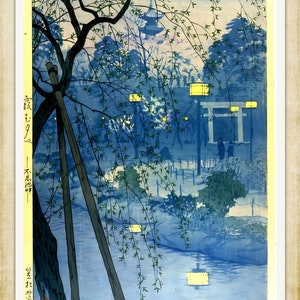 KASAMATSU, Shiro, Misty Evening at Shinobazu Pond 19th century Japanese woodblock print, A4 / A3 heavyweight art paper, archival inks