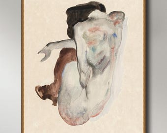 Egon Schiele, Naked lady, Crouching Nude, (1912), INSTANT DOWNLOAD ultra-hi-res XL 300dpi print-ready digital files in 5 ratios