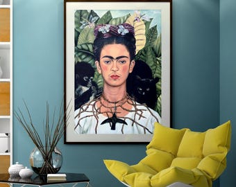 Frida Kahlo, Self-Portrait with Necklace of Thorns, 1940, museum-quality 250gsm matte paper giclée print /art canvas / unframed / framed