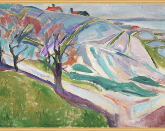 Edvard Munch, Landscape of Kragero, A4 / A3 / A2 / A1 / A0  Premium Matte Fine Art Poster Wall Art Gift, Floral art, Unframed/Framed