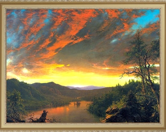 Frederic E Church, Twilight in the Wilderness, 1860 - A4 reproduction fine art print. Heavyweight textured art paper/ real art canvas