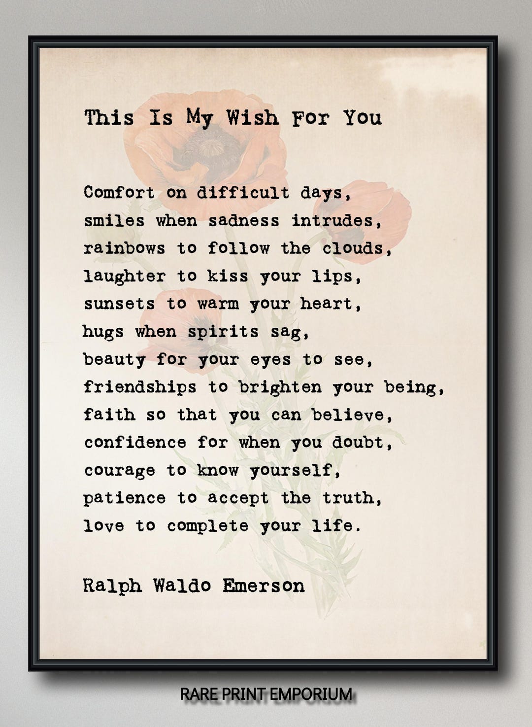 This is My Wish for You by Ralph Waldo Emerson, Print Poem Success Art ...