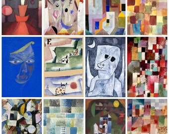 12 x Paul Klee postcards – a set of 12 reproduction art postcard-sized mini-prints - 300gsm premium-quality matte photo card