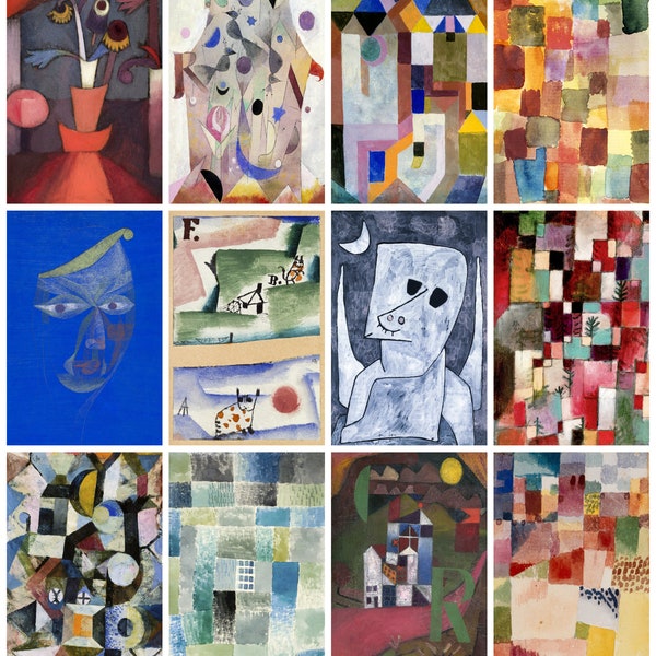 12 x Paul Klee postcards – a set of 12 reproduction art postcards - 300gsm premium-quality matte photo card