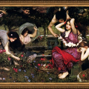 Flora and the Zephyrs, JW Waterhouse, 1897 - A3- A4 / A3 reproduction fine art print. Heavyweight  paper, archival inks