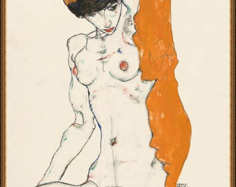 Egon Schiele, Vulgar Naked Woman, (1914), A4 / A3 / A2 / A1 / A0  Premium Matte Fine Art Poster, Art Gift, Unframed/Framed