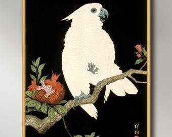 Ohara Koson, Cockatoo and Pomegranate,  INSTANT DOWNLOAD ultra-hi-res XL 300dpi print-ready digital files in 5 ratios