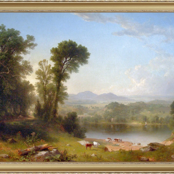 Asher Durand, Pastoral Landscape, 1861 -  A4 / A3 reproduction fine art print. Heavyweight textured art paper/real art canvas