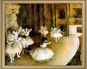 Edgar Degas, Ballet Rehearsal on Stage, 1874 - A4 / A3 reproduction fine art print. Heavyweight paper, archival inks