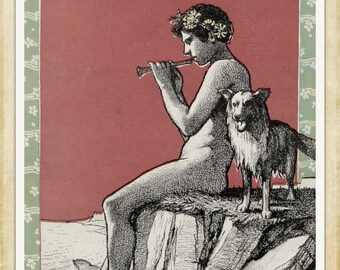Vintage Art Nouveau print (#070) – a rare late 19th Century German 'Jugendstil' art print. A4 / A3 Heavyweight art paper, archival inks