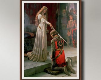 Edmund Blair Leighton - Accolade, 1901, museum-quality 250gsm matte paper giclée print /art canvas / unframed / framed.