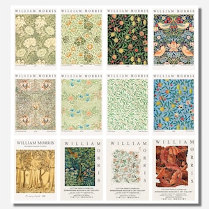 12 x cartes postales William Morris - un lot de 12 reproductions de mini-impressions d'art de la taille d'une carte postale - carte photo mate de qualité supérieure 300 g