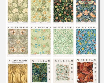 12 x William Morris postcards – a set of 12 reproduction art postcard-sized mini-prints -  premium-quality 300gsm matte photo card