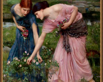 J. W. Waterhouse, Gather ye Rosebuds, 1909, A4 / A3 / A2 / A1 / A0  Premium Matte Fine Art Poster, Art Gift, Unframed/Framed