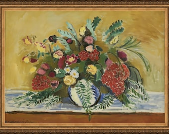 Henri Matisse, Bouquet of Flowers in a White Vase, A4 / A3 reproduction fine art print. A4 / A3 heavyweight matte art paper, archival inks