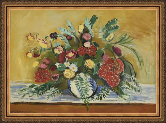 アンリ・マティス作「白い花瓶の花束」、A4/A3判複製ファインアート