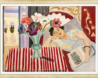 Henri Matisse, Femme et Anemones, 1920/21, A4 / A3 reproduction fine art print. A4 / A3 heavyweight matte art paper, archival inks