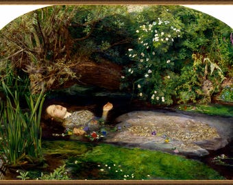 John Everett Millais, 1829-96, Ophelia, museum-quality 250gsm matte paper giclée print /art canvas / unframed / framed.
