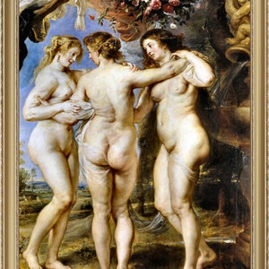 Peter Paul Rubens, The Three Graces - A4 / A3 reproduction fine art print.  Heavyweight textured art paper/ real art canvas