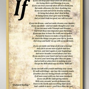 IF Poem Art Print IF Poem by Rudyard Kipling Art Print IF Poster If Poem Poster If Poem Print If Poem Wall Art If you can If by Kipling Poem