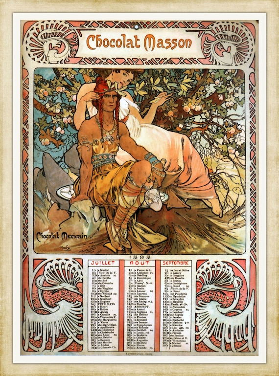 Alphonse Mucha, Vintage Art Nouveau Print, Manhood calendar 1897, A4 / A3  Heavyweight Art Paper, Pigment Archival Inks - Etsy