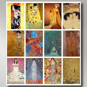 12 x cartes postales Gustav Klimt - un lot de 12 reproductions de mini-impressions d'art de la taille d'une carte postale - carte photo mate de qualité supérieure 300 g