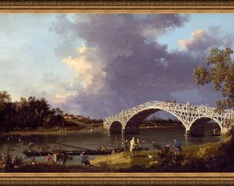 Canaletto - Old Walton Bridge, 1754 - Riproduzione A4/A3 stampa d'arte. Carta d'arte testurizzata pesante, inchiostri d'archivio