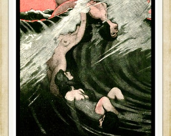 Vintage Art Nouveau print (#80) – a rare late 19th Century German 'Jugendstil' art print. A4 Heavyweight art paper, archival inks