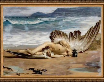 Alexandre Cabanel, The Death of Icarus, 1823-89 - reproduction fine art print. A4 / A3. Heavyweight textured art paper