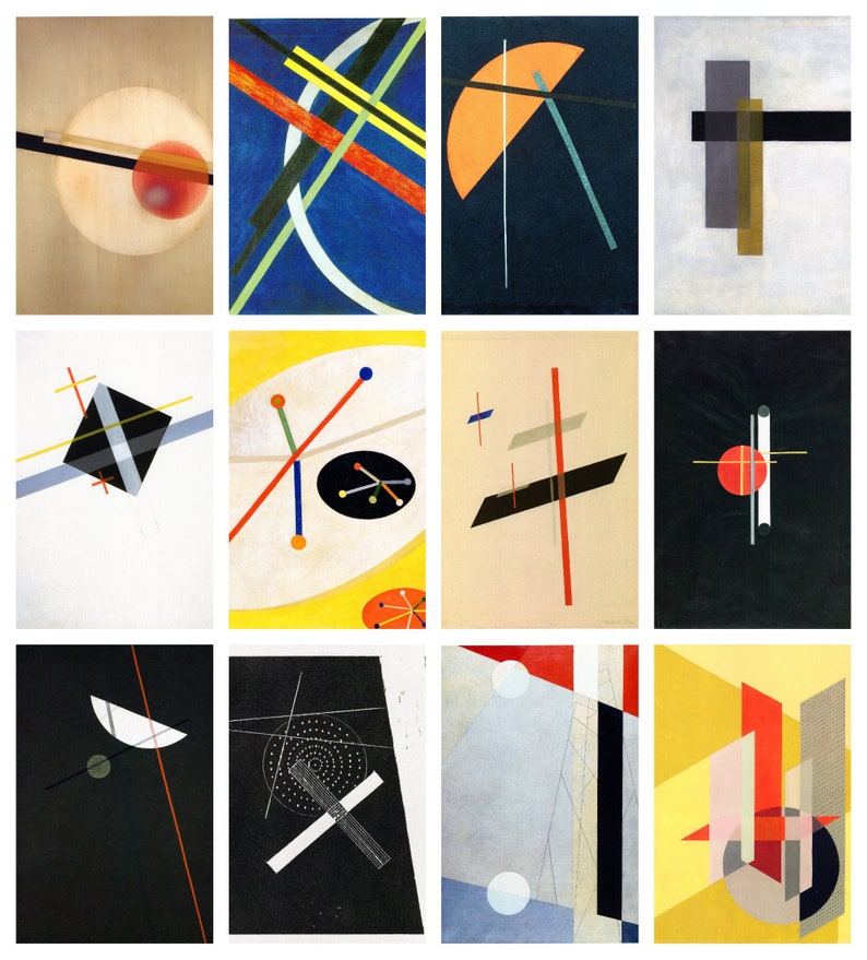 12 postales Bauhaus: un conjunto de 12 miniimpresiones del tamaño de una postal artística reproducida en cartulina mate de 300 g/m² de primera calidad. imagen 1