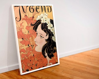 Vintage Art Nouveau print (023) 19th c German Jugendstil, museum-quality 250gsm matte paper giclée print /art canvas / unframed / framed.