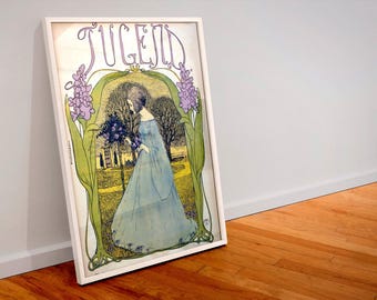 Vintage Art Nouveau print (031) 19th c German Jugendstil, museum-quality 250gsm matte paper giclée print /art canvas / unframed / framed.