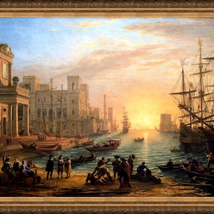 Claude Lorrain Seaport Sunset Art Print, 1639, Heavyweight Paper